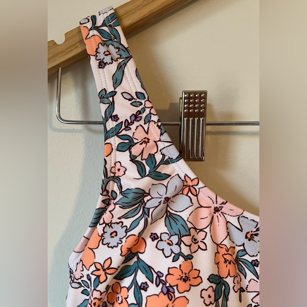 Cupshe NWT Apricot Ditsy Floral Scoop Neckline Ruching Swimdress Size M - Picture 7 of 16